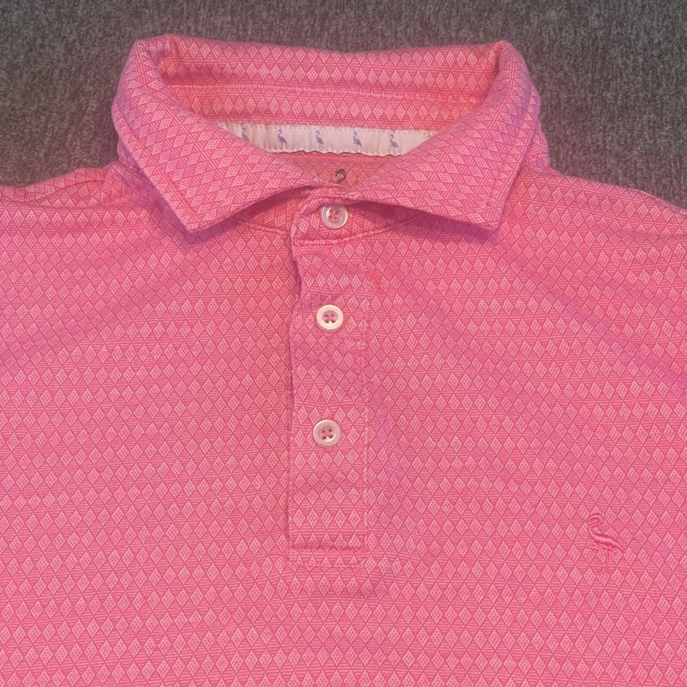 Tailorbyrd Pink Diamond Print Golf Polo‎ Shirt Short Sleeve Mens Large